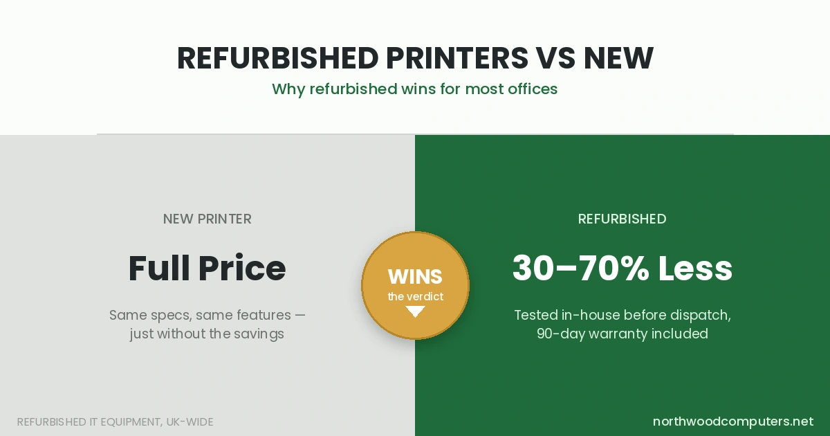 refurbished vs new printers blog banner 1 | Northwood Computers refurbished vs new printers blog banner 1