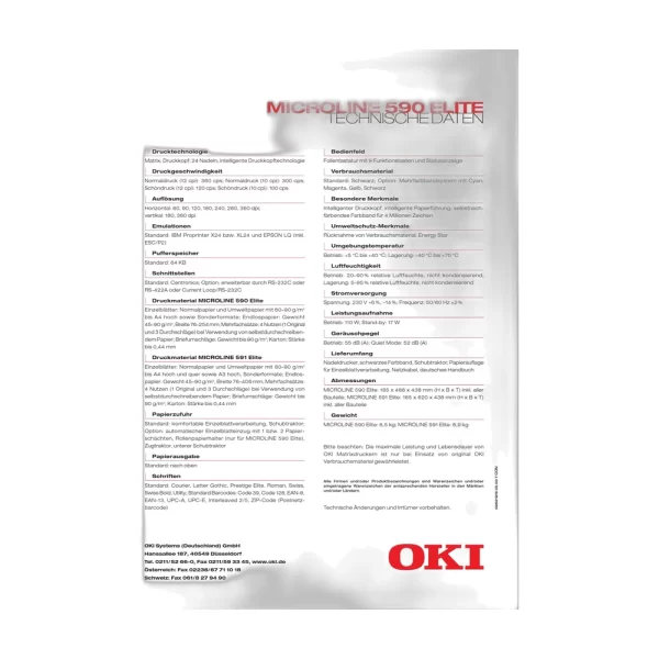 oki microline 590 e german brochure